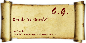Orsós Gerő névjegykártya